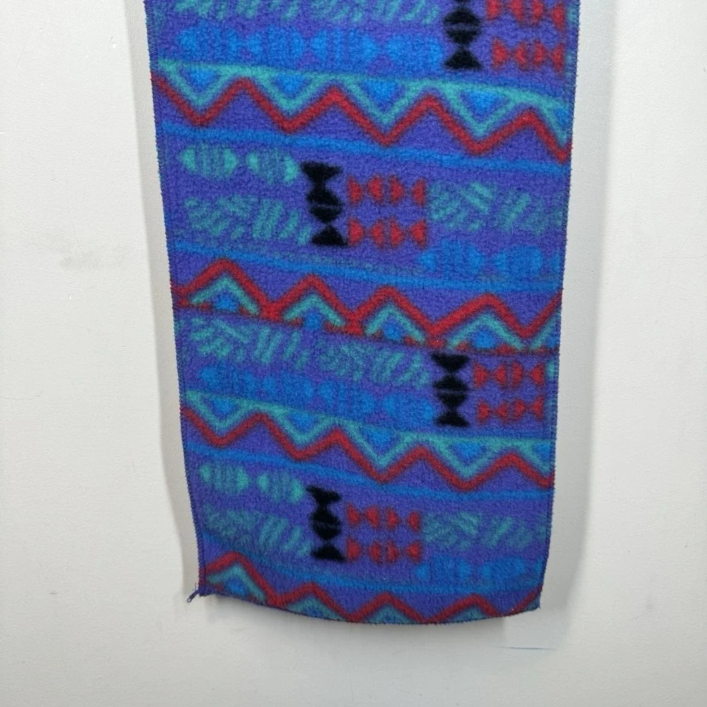 Columbia Fleece Scarf Multicolor Vtg 90's Aztec Southwestern Style 9.5